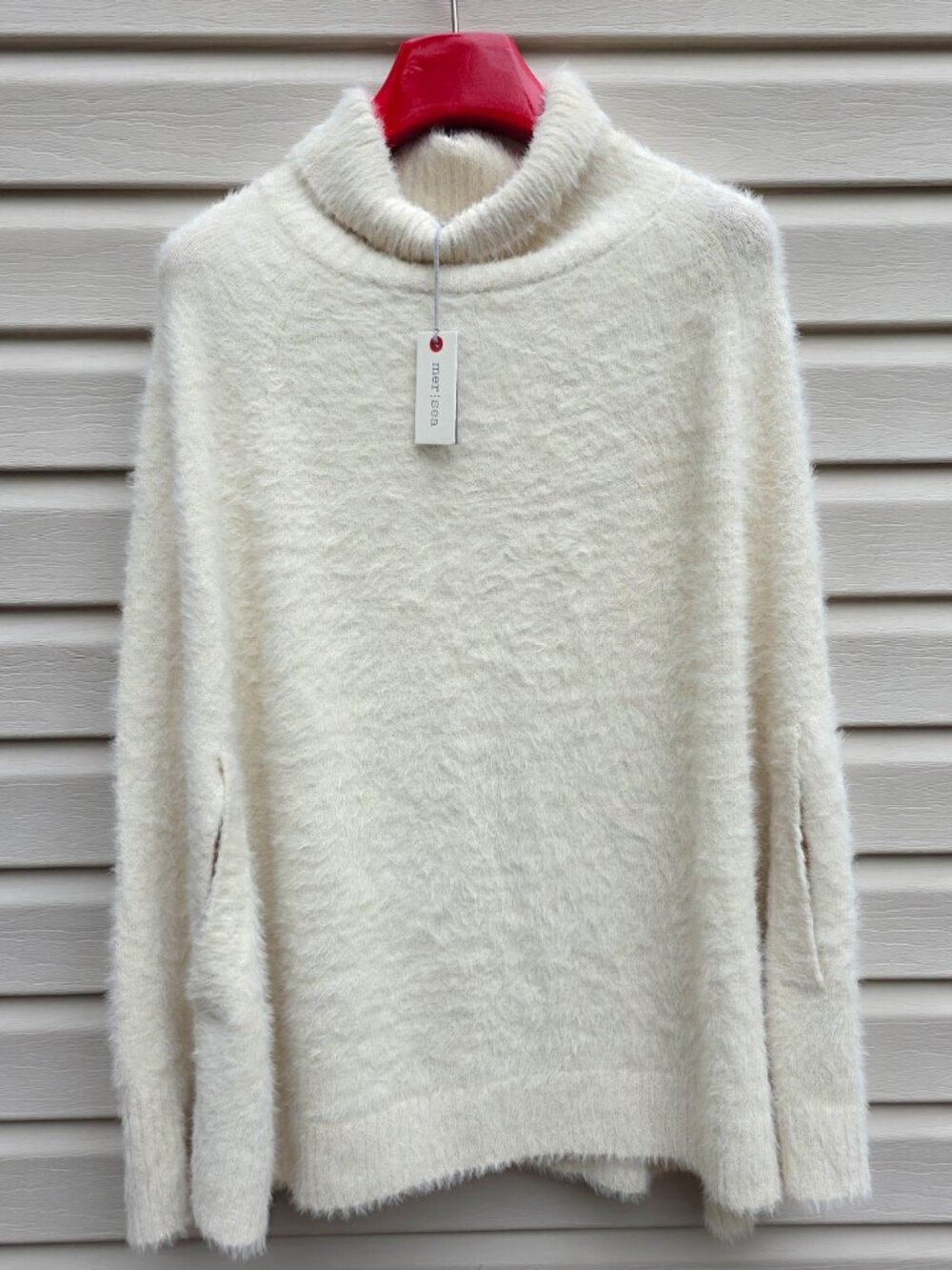 MerSea‎ Chalet Sweater Poncho One Size Cream Minimalist Cozy Lagenlook Lagom